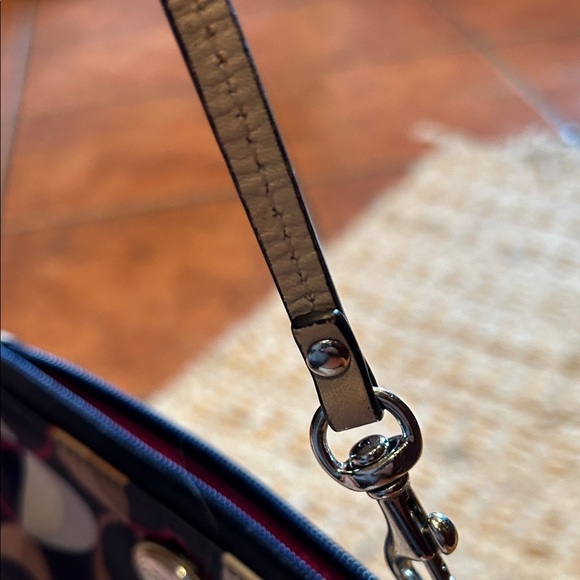 Coach Signature Pattern Wristlet in Pink and Brown - Picture 11 of 12